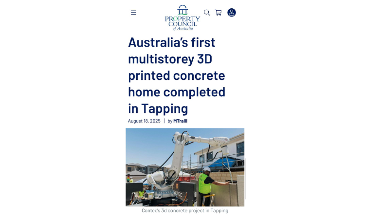 Australia’s first multistorey 3D concrete printed home completed in Tapping by Contec Australia