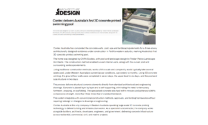 Architecture & Design article featuring Contec Australia’s 3D concrete printed swimming pool and curved landscape structures in Western Australia